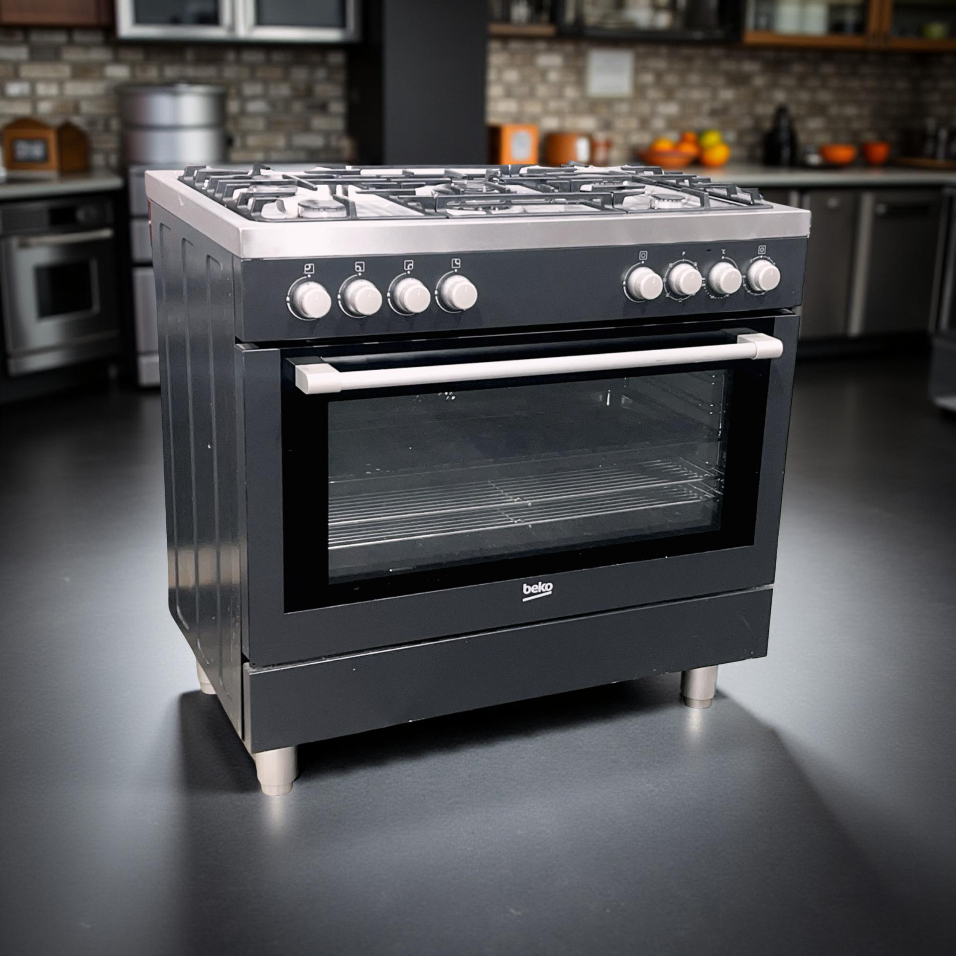 Gasfornuis Multifunctioneel Vrijstaand BEKO RVS Breed 90cm GM15120DAPR Outlet €349,-