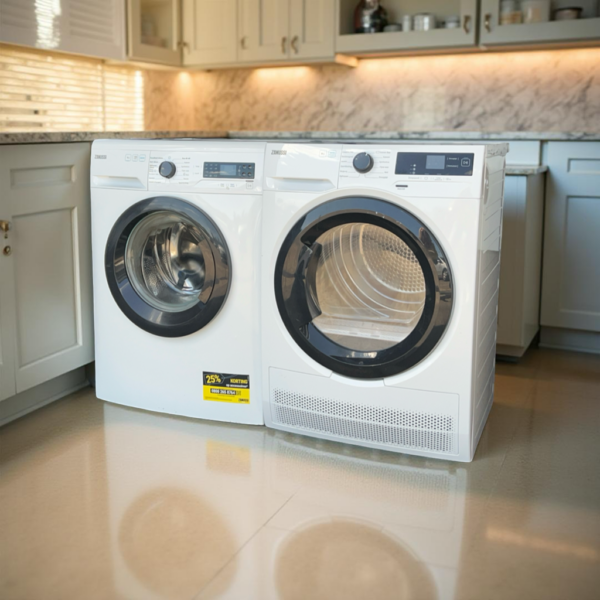Voordeelset 8kg ZANUSSI Wasmachine ZWFPISA + Warmtepompdroger A++ ZDHBARI €548,-