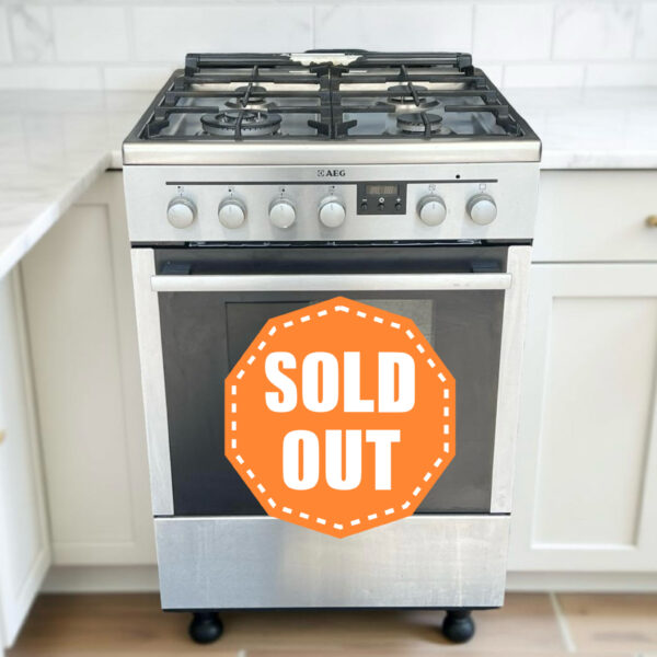 Gasfornuis AEG RVS-ZWART met Heteluchtoven 47886GT-MN Outlet €259,-